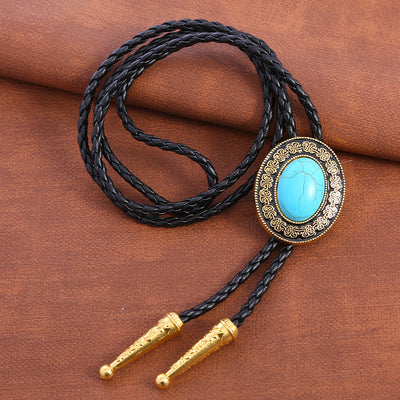 Blue Turquoise Bolo Vintage Tie Bootlace Tie Women Bolo