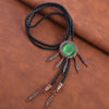 Dreamcatcher Style Green Cat's Eye Bolo Tie Green Bolo Tie