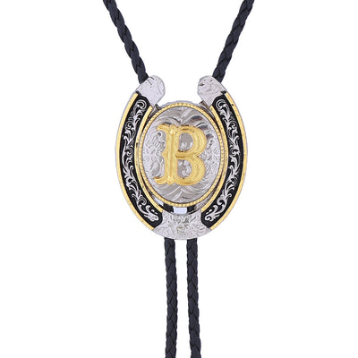 Horseshoe Bolo Tie Alphabet B Bolo Tie Wedding Necklace