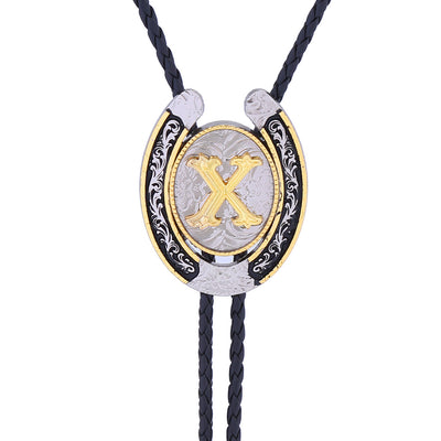 Horseshoe Bolo Tie Alphabet X Necklace Men‘’s Bolo Tie