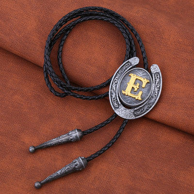 Horseshoe Bolo Tie Alphabet E Bowlow Tie Mens Bolo