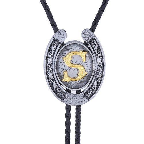 Horseshoe Bolo Tie Alphabet S Formal Tie Western Bolo