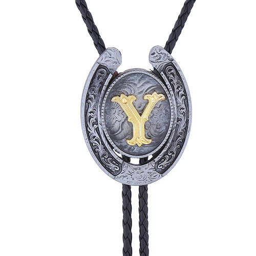 Horseshoe Bolo Tie Alphabet Y Necktie Men Western Tie