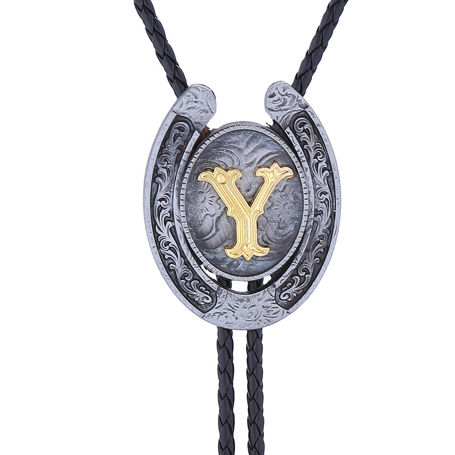 Horseshoe Bolo Tie Alphabet Y Necktie Men Western Tie