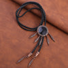 Dreamcatcher Style Black Agate Bolo Tie Men's Wedding Tie