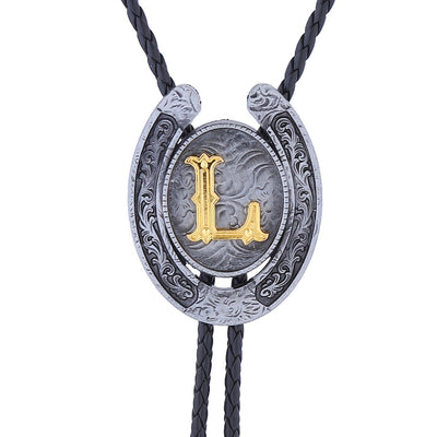 Horseshoe Bolo Tie Alphabet L Bolo Tie Men's Western Bolo