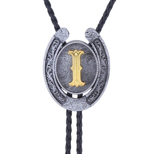 Horseshoe Bolo Tie Alphabet I Bolo Tie Men's Western Bolo