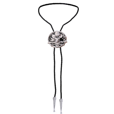 Mens Western Skull Bolo Necktie Cowboy Bolo Black