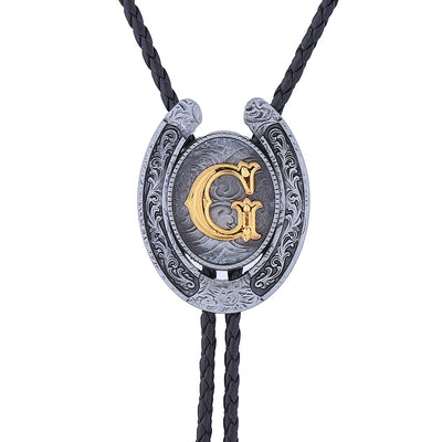 Horseshoe Bolo Tie Alphabet G Bolo Tie Mens Bolo Tie