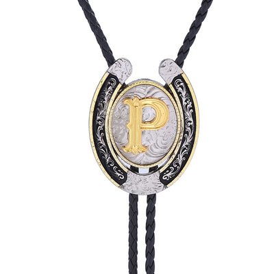 Horseshoe Bolo Tie Alphabet P Neck Tie Suit bootlace tie