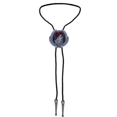 Wolf Bolo Tie Mens Western Bolo Ties Red Cowboy Bolo