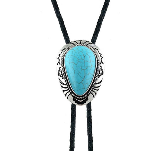 Bolo Tie Turquoise Men's Blue Necktie Antique Bolo Tie