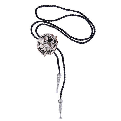 Mens Western Skull Bolo Necktie Cowboy Bolo Black