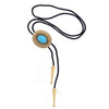 Gold Bolo Necklace Blue Turquoise Bolo Goth Bootlace Tie