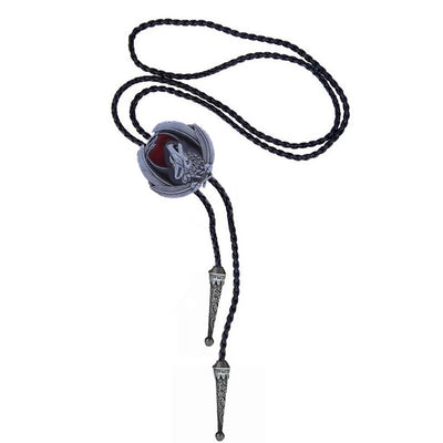 Wolf Bolo Tie Mens Western Bolo Ties Red Cowboy Bolo