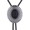 Stone Bolo Silver Bolo Necklace Men's Black Agate Bolo