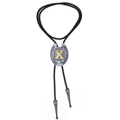 Horseshoe Bolo Tie Alphabet X Bootlace Men's Western Tie