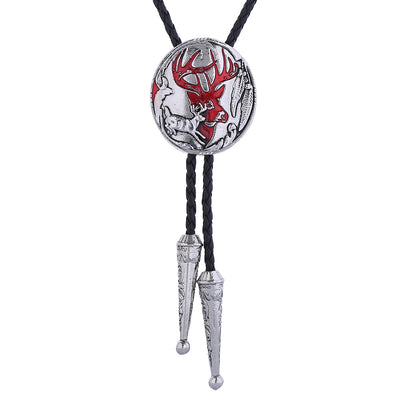 Elk Bolo Tie Mens Western Bolo Red Cowboy Necklace