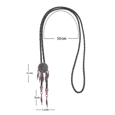 Dreamcatcher Style Stone Bolo Ties Black bowler tie