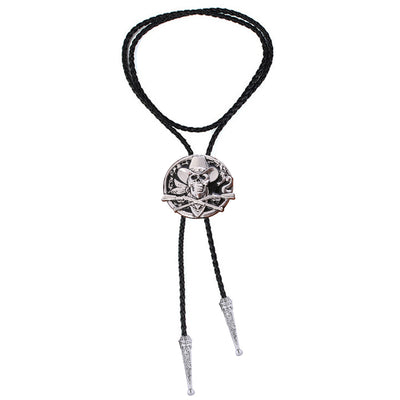 Mens Western Skull Bolo Necktie Cowboy Bolo Black