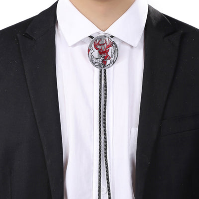 Elk Bolo Tie Mens Western Bolo Red Cowboy Necklace