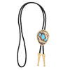 Gold Feather Tie Women Turquoise  Western  Bolo Tie