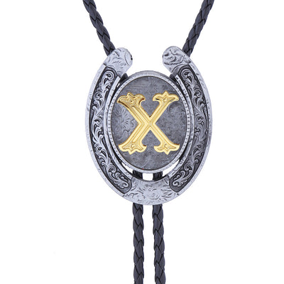 Horseshoe Bolo Tie Alphabet X Bootlace Men's Western Tie