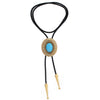 Gold Bolo Necklace Blue Turquoise Bolo Goth Bootlace Tie