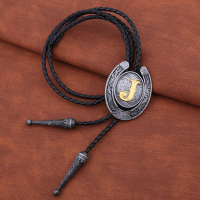 Horseshoe Bolo Tie Alphabet J Suit Bolo Men's Western Tie