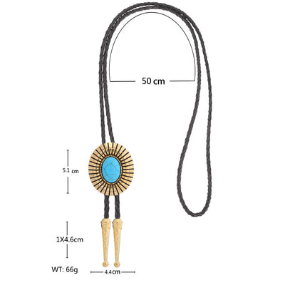 Gold Bolo Necklace Blue Turquoise Bolo Goth Bootlace Tie