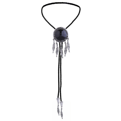 Vintage Bolo Ties Black Agate Tie Mens Western Bolo Ties