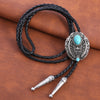 Bolo Tie Turquoise Feather Tie Cowboy Neck Tie Blue