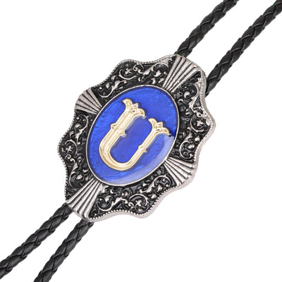 Alphabet U Bolo Tie Cool Bootlace Ties Formal Bolo Blue