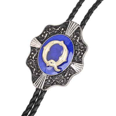 Alphabet Q Bolo Tie Antique Formal Bolo Tie Blue Bolo Tie