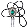 Mens Wedding Bolo Green Glass Stone Tie with Rhinestone Necklace