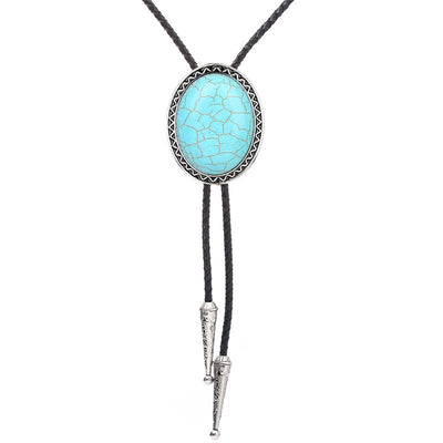 Turquoise Bowlow Tie Men's Bolo Blue Tie Necklace