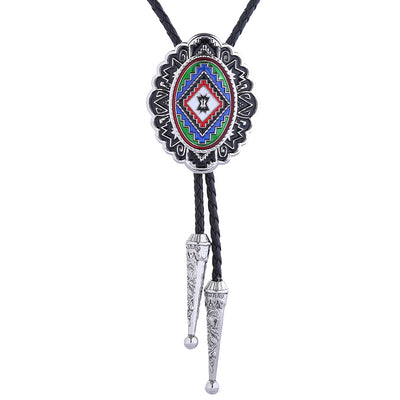 Black Navajo Bolo Tie Unique Bowler Tie Cowboy Bolo