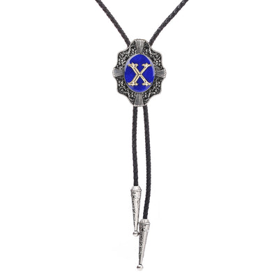 Alphabet X Bolo Tie Formal Bolo Tie Blue Necktie bowlow