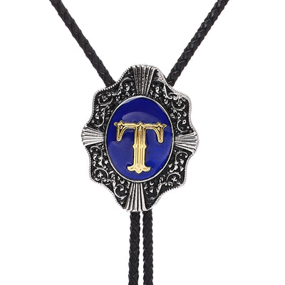 Alphabet T Bolo Tie Handmade Bolo Tie Formal Bolo Blue