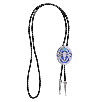 Blue Longhorn Tie Western Turquoise Bolo Necktie