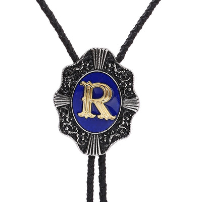 Alphabet R Bolo Tie Bolo Tie Necklace Formal Bolo Tie Blue