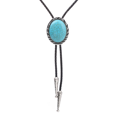 Suit Bolo Tie Men's Tie Turquoise Bolo Blue Tie Necklace