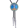 Blue Men's Western Bolo Tree of Life Pattern Bolo Tie