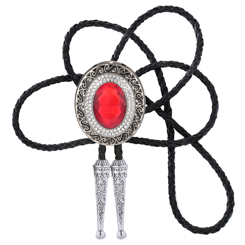 Shiny Red Stone Bolo Rhinestone Bolo Necktie Glass Stone Bootlace