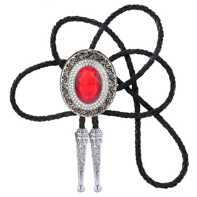 Shiny Red Stone Bolo Rhinestone Bolo Necktie Glass Stone Bootlace