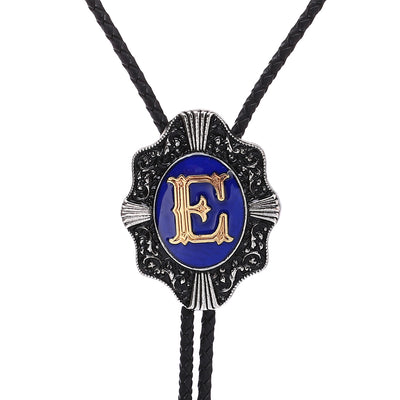 Alphabet E Bolo Tie Formal Western Tie Blue Bolo