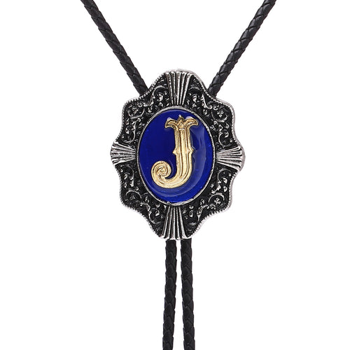 Alphabet J Bolo Tie Bootlace Tie Formal Western Tie Blue