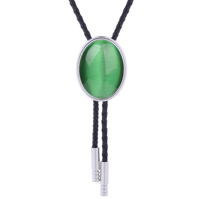 Modern Bolo Tie Mens Cat's Eye Bolo Wedding Green Tie