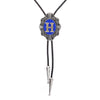 Alphabet H Bolo Tie Formal Western Tie Blue bowler tie