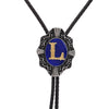 Alphabet L Bolo Tie Formal Western Tie Blue bowler tie